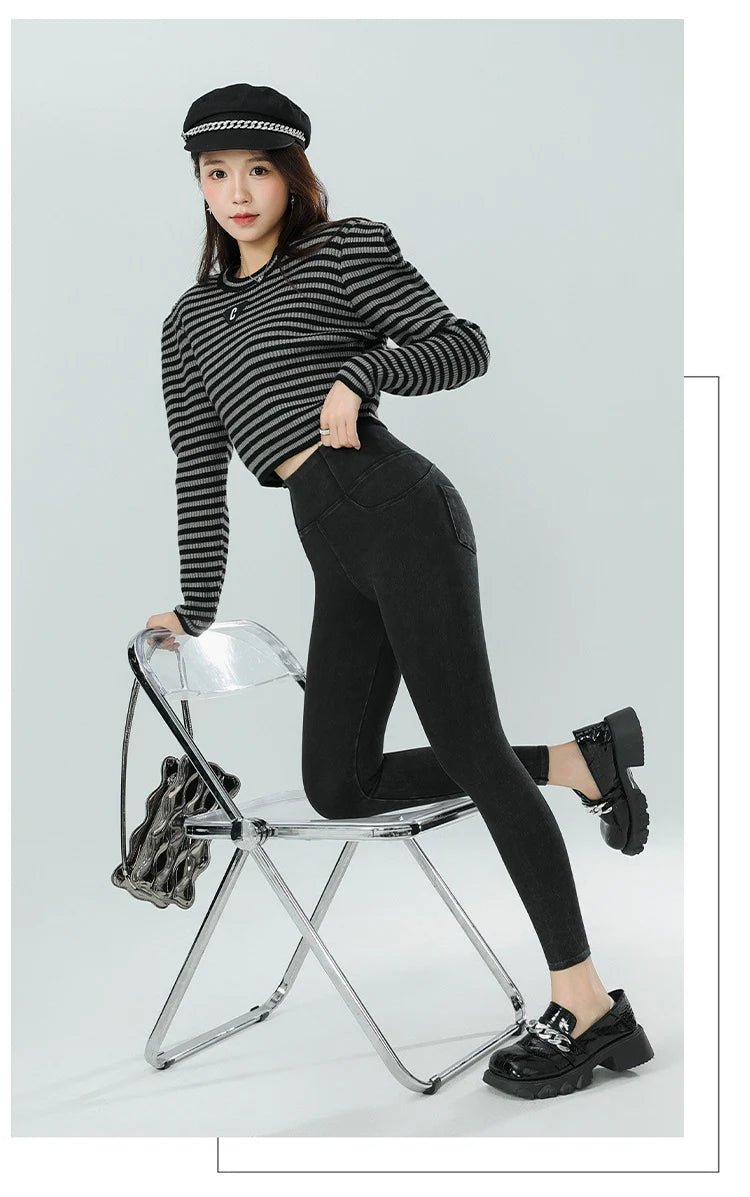 Jean Leggings: Upplev Bekväm Högmidja Med Fickor För Aktiva Kvinnor - STILUNA