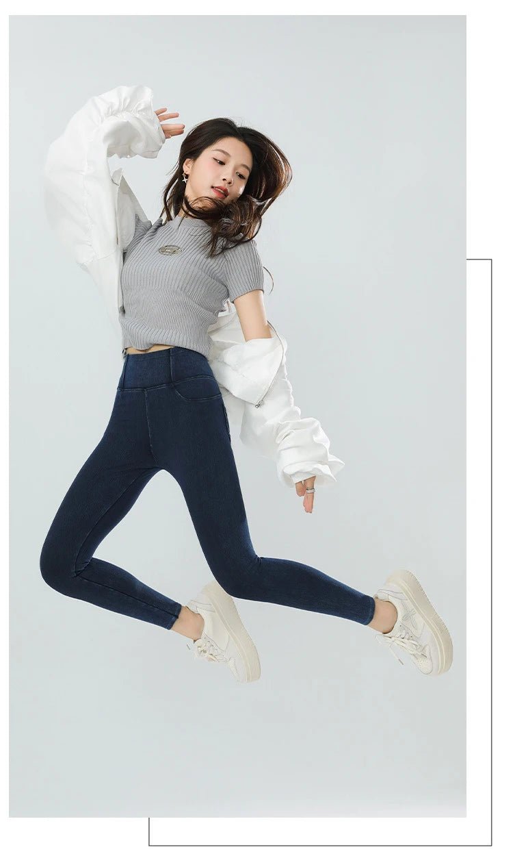 Jean Leggings: Upplev Bekväm Högmidja Med Fickor För Aktiva Kvinnor - STILUNA