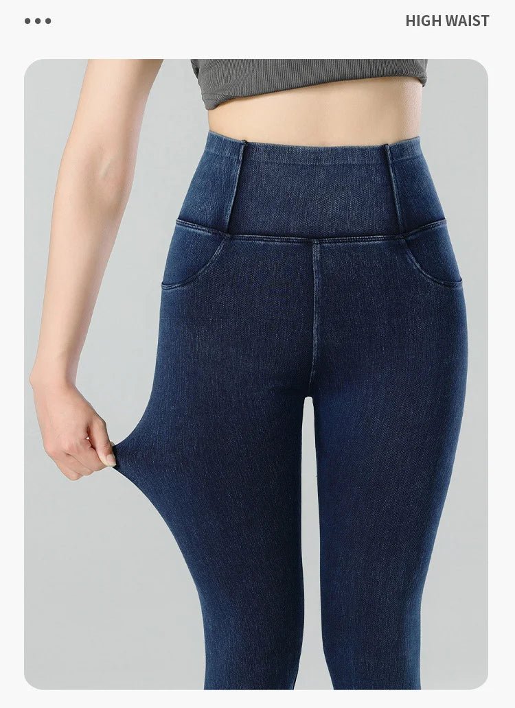 Jean Leggings: Upplev Bekväm Högmidja Med Fickor För Aktiva Kvinnor - STILUNA