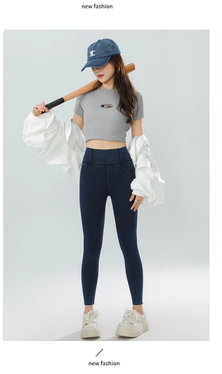 Jean Leggings: Upplev Bekväm Högmidja Med Fickor För Aktiva Kvinnor - STILUNA
