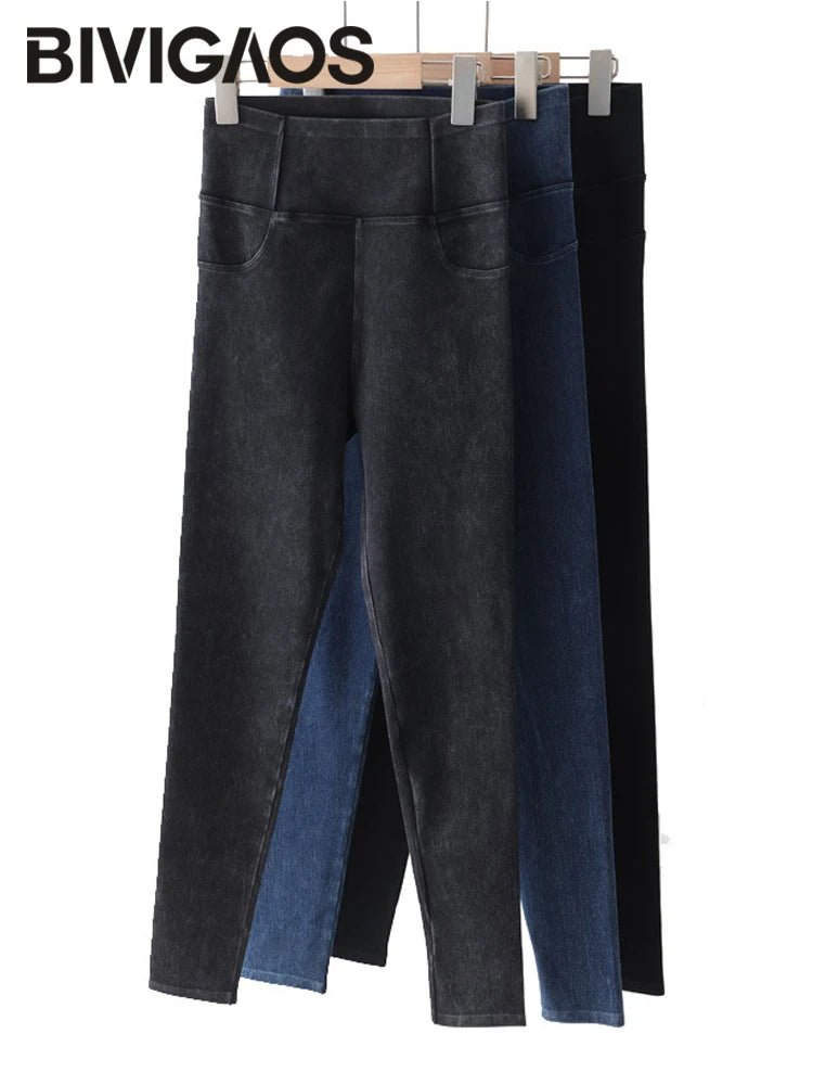 Jean Leggings: Upplev Bekväm Högmidja Med Fickor För Aktiva Kvinnor - STILUNA