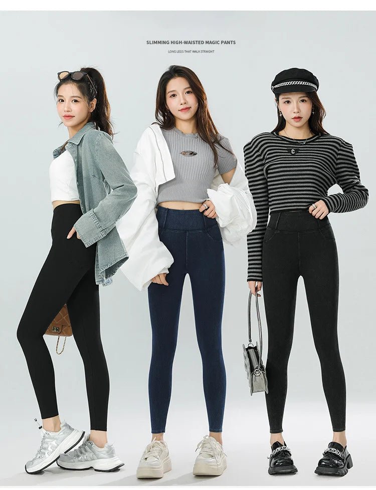 Jean Leggings: Upplev Bekväm Högmidja Med Fickor För Aktiva Kvinnor - STILUNA