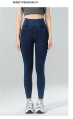 Jean Leggings: Upplev Bekväm Högmidja Med Fickor För Aktiva Kvinnor - STILUNA