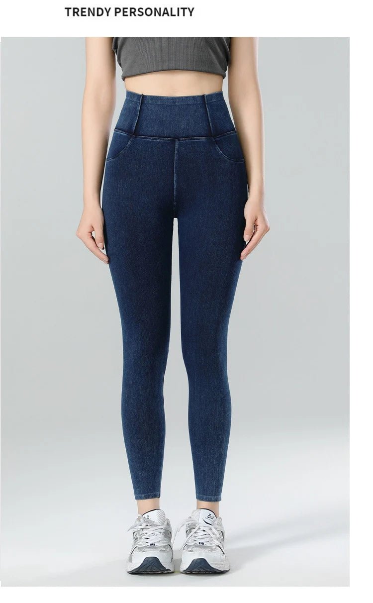 Jean Leggings: Upplev Bekväm Högmidja Med Fickor För Aktiva Kvinnor - STILUNA