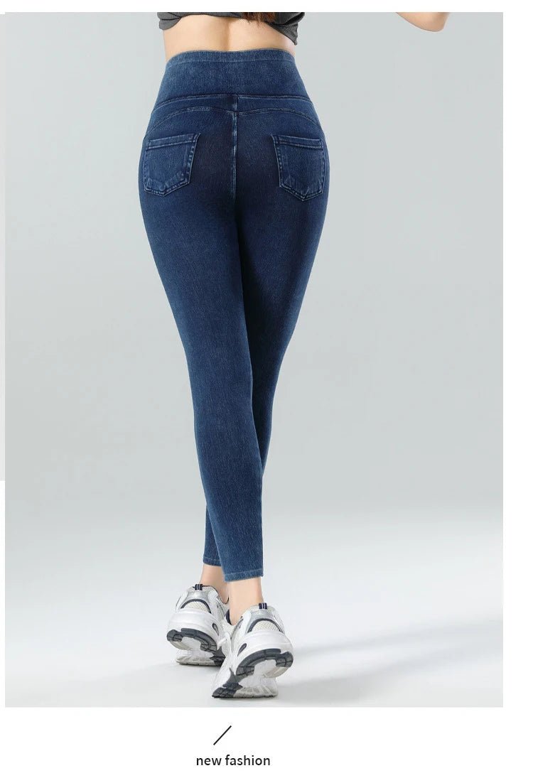 Jean Leggings: Upplev Bekväm Högmidja Med Fickor För Aktiva Kvinnor - STILUNA