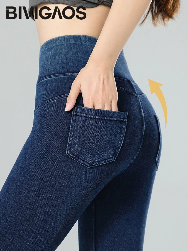 Jean Leggings: Upplev Bekväm Högmidja Med Fickor För Aktiva Kvinnor - STILUNA