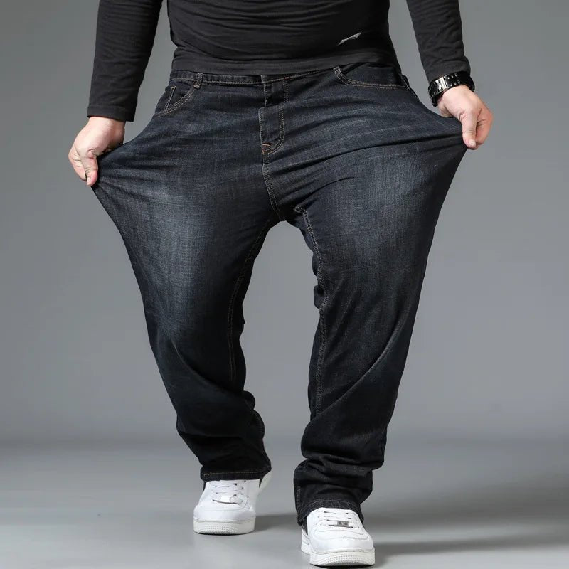 Jeans Herr i Utökade Storlekar – Bekväm Avslappnad Passform i Stretch - Bomull, Femficksdesign - STILUNA