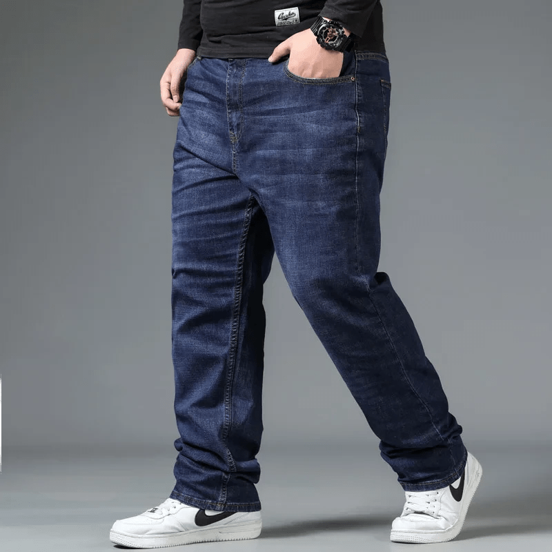 Jeans Herr i Utökade Storlekar – Bekväm Avslappnad Passform i Stretch - Bomull, Femficksdesign - STILUNA