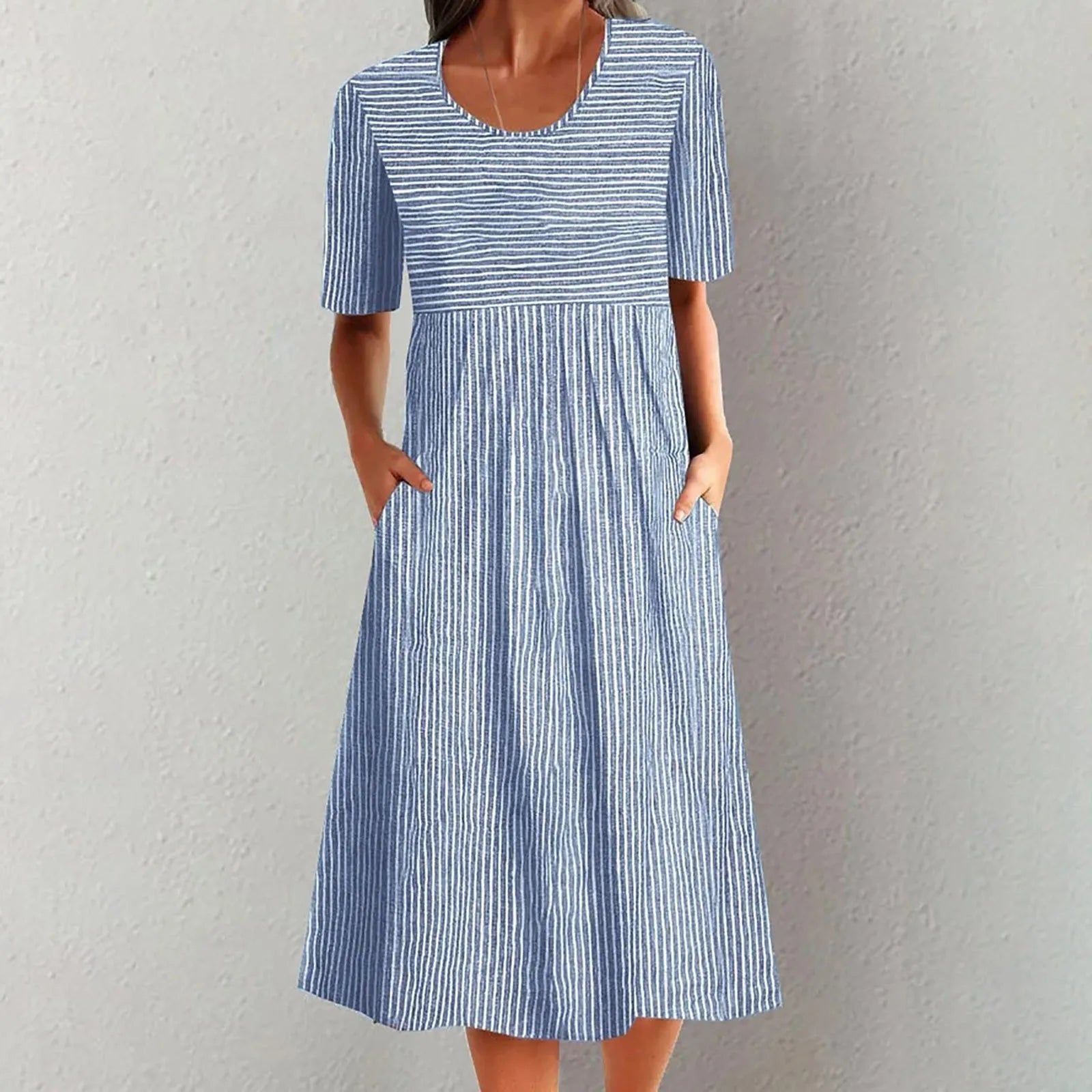 Klänningen med Vintage Stil Med Praktiska Fickor För Dagligt Slitage - STILUNA