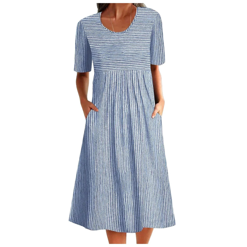 Klänningen med Vintage Stil Med Praktiska Fickor För Dagligt Slitage - STILUNA