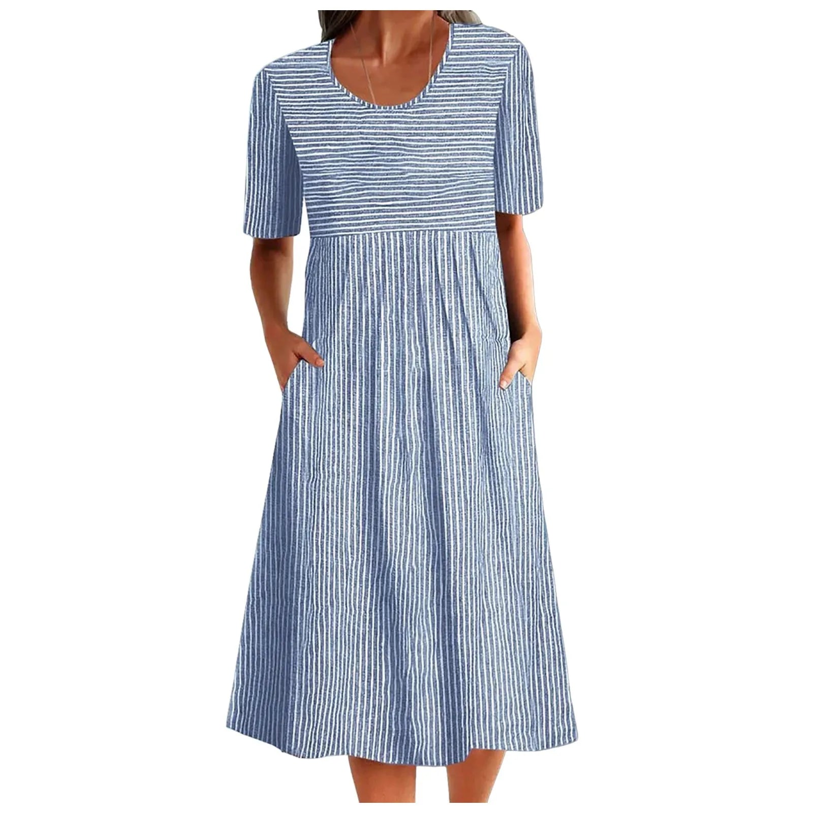 Klänningen med Vintage Stil Med Praktiska Fickor För Dagligt Slitage - STILUNA