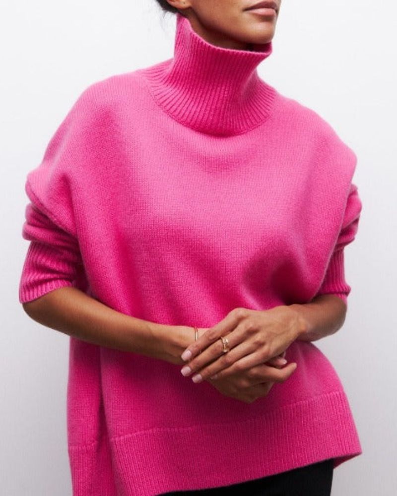 Klassisk Turtleneck Sweater i Mjuk Blandning – Avslappnad Passform för Kalla Dagar, Flera Färger och Storlekar S - XL - STILUNA
