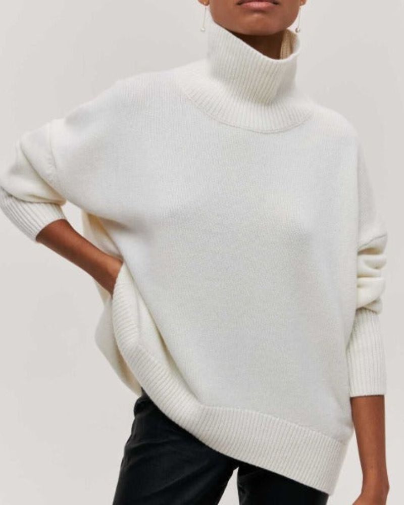 Klassisk Turtleneck Sweater i Mjuk Blandning – Avslappnad Passform för Kalla Dagar, Flera Färger och Storlekar S - XL - STILUNA