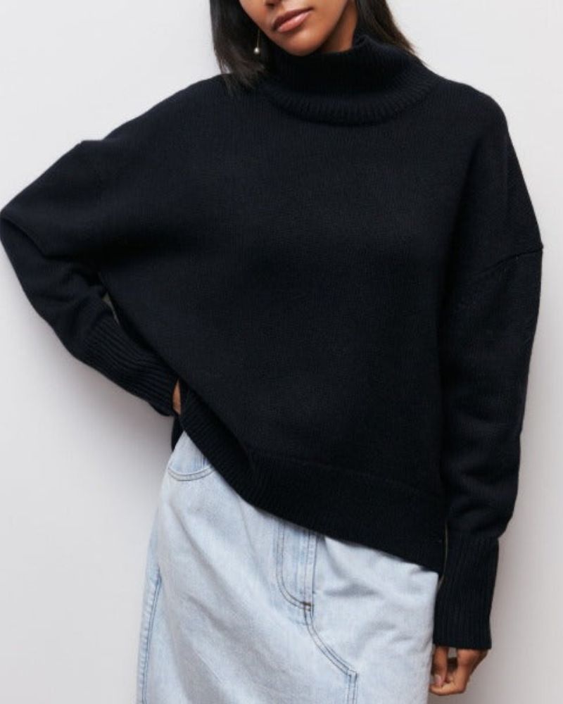 Klassisk Turtleneck Sweater i Mjuk Blandning – Avslappnad Passform för Kalla Dagar, Flera Färger och Storlekar S - XL - STILUNA