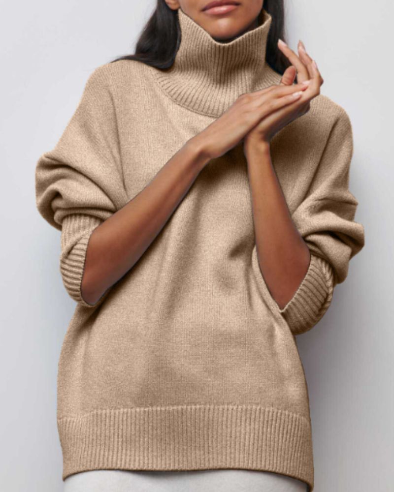 Klassisk Turtleneck Sweater i Mjuk Blandning – Avslappnad Passform för Kalla Dagar, Flera Färger och Storlekar S - XL - STILUNA
