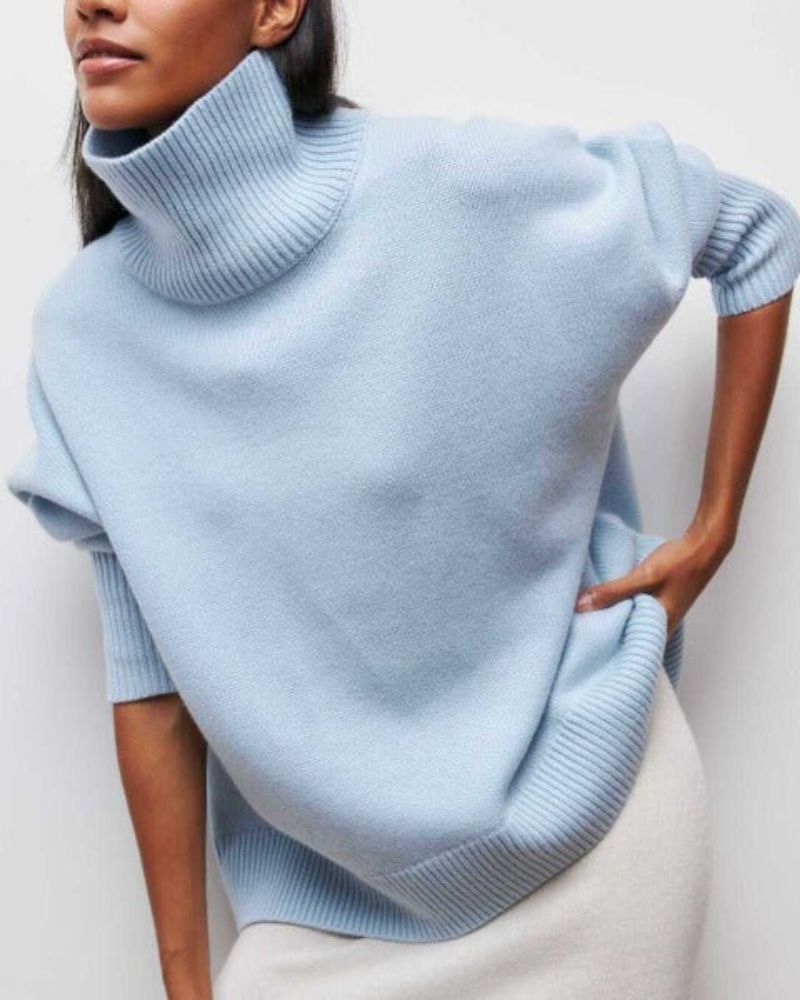 Klassisk Turtleneck Sweater i Mjuk Blandning – Avslappnad Passform för Kalla Dagar, Flera Färger och Storlekar S - XL - STILUNA