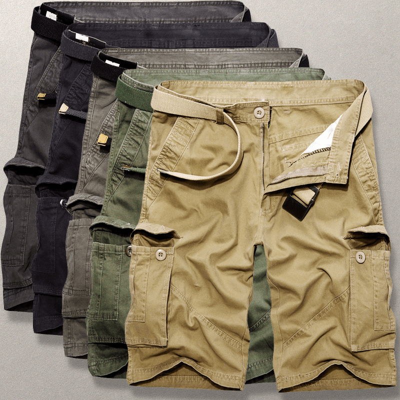 Klassiska Herr Cargo Shorts i Bomull med Rymliga Fickor – Avslappnad Passform för Utomhusäventyr - STILUNA