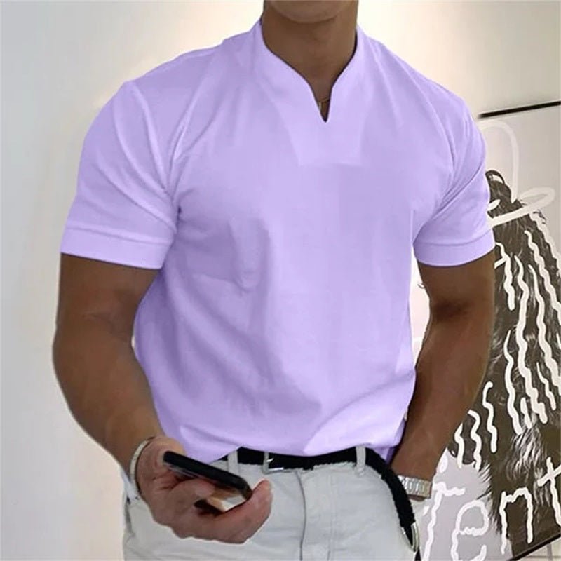 Kortärmad T-Shirt Män i Bomull och Polyester – Sportig V - Ringning, Flera Färger och Stora Storlekar M till 5XL - STILUNA