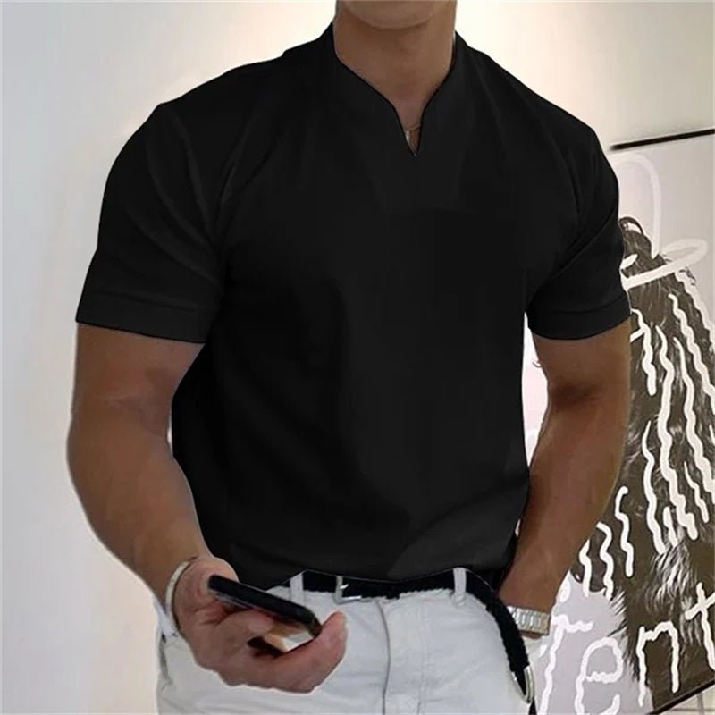 Kortärmad T-Shirt Män i Bomull och Polyester – Sportig V - Ringning, Flera Färger och Stora Storlekar M till 5XL - STILUNA