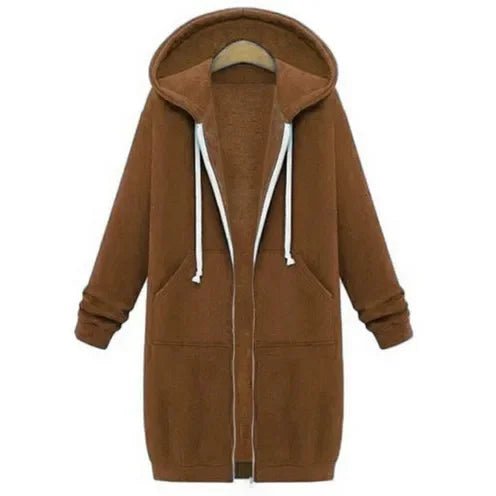 Långärmad Hoodie för Damer i Högkvalitativ Polyester och Bomull – Bekväm Mid - Length Design för Höst och Vinter - STILUNA