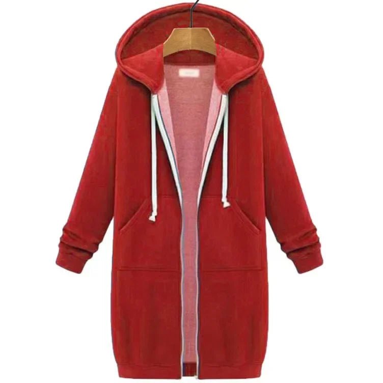 Långärmad Hoodie för Damer i Högkvalitativ Polyester och Bomull – Bekväm Mid - Length Design för Höst och Vinter - STILUNA