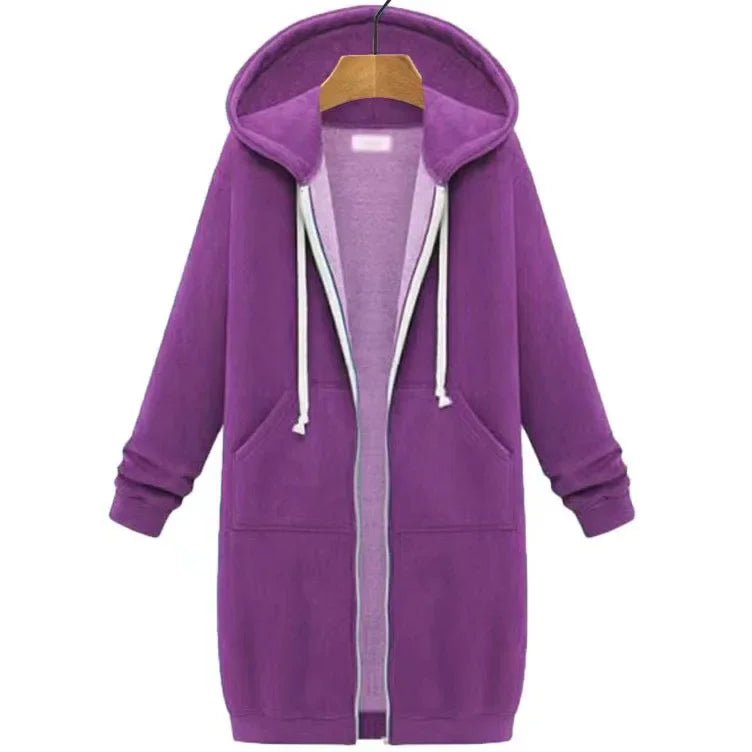 Långärmad Hoodie för Damer i Högkvalitativ Polyester och Bomull – Bekväm Mid - Length Design för Höst och Vinter - STILUNA