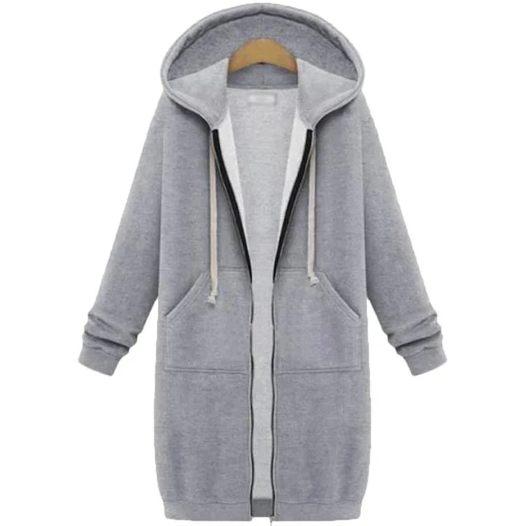 Långärmad Hoodie för Damer i Högkvalitativ Polyester och Bomull – Bekväm Mid - Length Design för Höst och Vinter - STILUNA