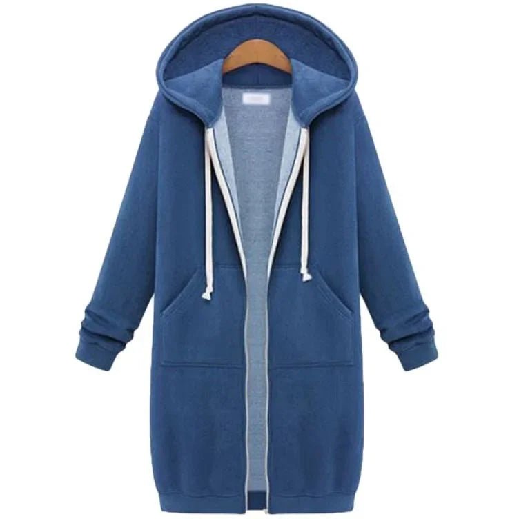 Långärmad Hoodie för Damer i Högkvalitativ Polyester och Bomull – Bekväm Mid - Length Design för Höst och Vinter - STILUNA