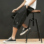 Långlinje Shorts med Baggy Passform och Elastisk Midja – Japanskinspirerad Design i Silkeslen Poly - blandning - STILUNA
