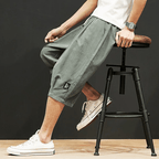 Långlinje Shorts med Baggy Passform och Elastisk Midja – Japanskinspirerad Design i Silkeslen Poly - blandning - STILUNA