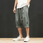 Långlinje Shorts med Baggy Passform och Elastisk Midja – Japanskinspirerad Design i Silkeslen Poly - blandning - STILUNA