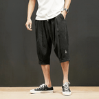 Långlinje Shorts med Baggy Passform och Elastisk Midja – Japanskinspirerad Design i Silkeslen Poly - blandning - STILUNA