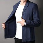 Lätt Linneblandning Blazer med Notch Lapels – Stilren och Andningsbar - STILUNA