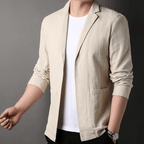 Lätt Linneblandning Blazer med Notch Lapels – Stilren och Andningsbar - STILUNA