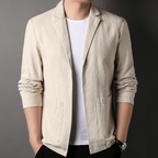 Lätt Linneblandning Blazer med Notch Lapels – Stilren och Andningsbar - STILUNA