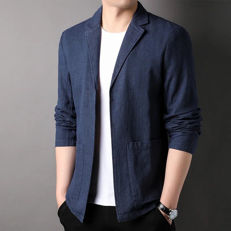 Lätt Linneblandning Blazer med Notch Lapels – Stilren och Andningsbar - STILUNA