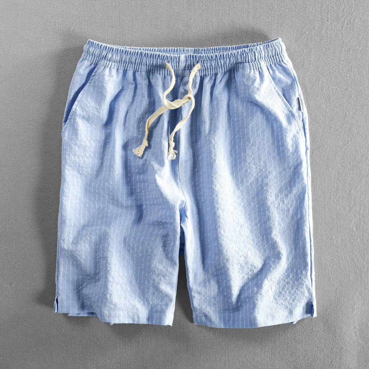 Lätta Bomullsshorts med Ränder – Andningsbara och Bekväma med Justerbar Midja - STILUNA