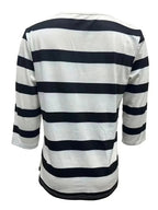 Randig T-shirt med V - ringning för Dam – Bekväm och Mångsidig i Bomullsblandning - STILUNA