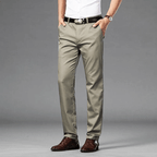 Slim Fit Dressbyxor i Mjuk Bomullsblandning med Stretch – Angled Sidfickor och Welt Bakfickor - STILUNA