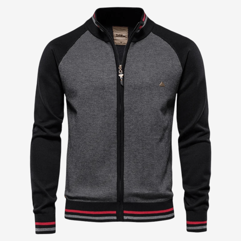 Slim - Fit Randig Cardigan i Stretch - Blandning med Zip - Up Stängning och Höjd Krage för Kyligare Väder - STILUNA