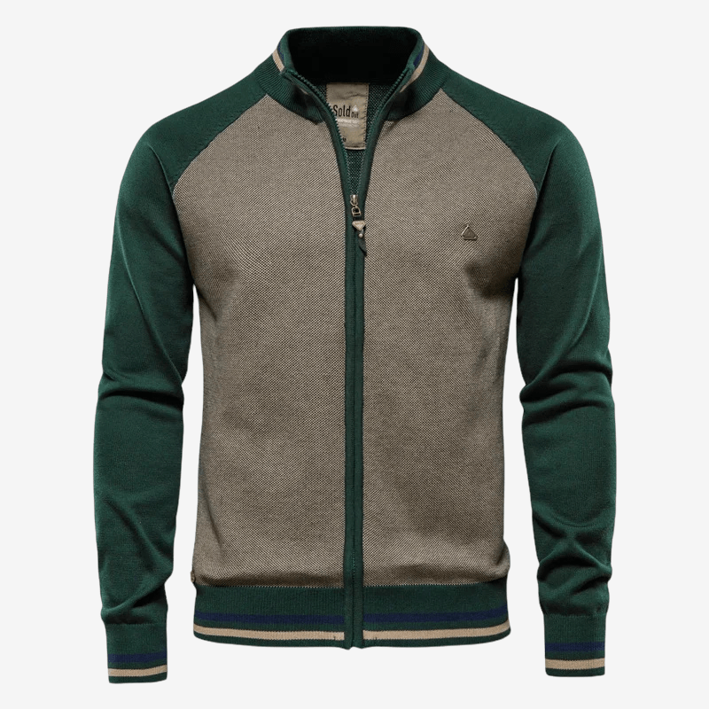 Slim - Fit Randig Cardigan i Stretch - Blandning med Zip - Up Stängning och Höjd Krage för Kyligare Väder - STILUNA