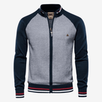 Slim - Fit Randig Cardigan i Stretch - Blandning med Zip - Up Stängning och Höjd Krage för Kyligare Väder - STILUNA
