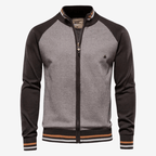 Slim - Fit Randig Cardigan i Stretch - Blandning med Zip - Up Stängning och Höjd Krage för Kyligare Väder - STILUNA