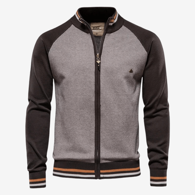 Slim - Fit Randig Cardigan i Stretch - Blandning med Zip - Up Stängning och Höjd Krage för Kyligare Väder - STILUNA