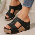 Sommar Sandaler Dam Retro Wedge Design för Komfort och Stil - STILUNA