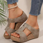 Sommar Sandaler Dam Retro Wedge Design för Komfort och Stil - STILUNA
