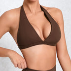 Sport Bh High Support med V - ringning och Halterneck – Vit Active Wear för Yoga och Träning - STILUNA
