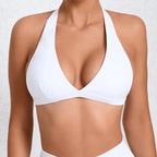 Sport Bh High Support med V - ringning och Halterneck – Vit Active Wear för Yoga och Träning - STILUNA