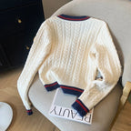 Stickad Dam Tröja Cashmere V - neck Pullover - STILUNA