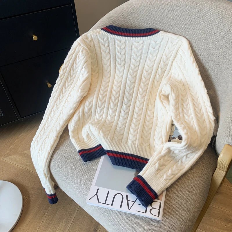 Stickad Dam Tröja Cashmere V - neck Pullover - STILUNA